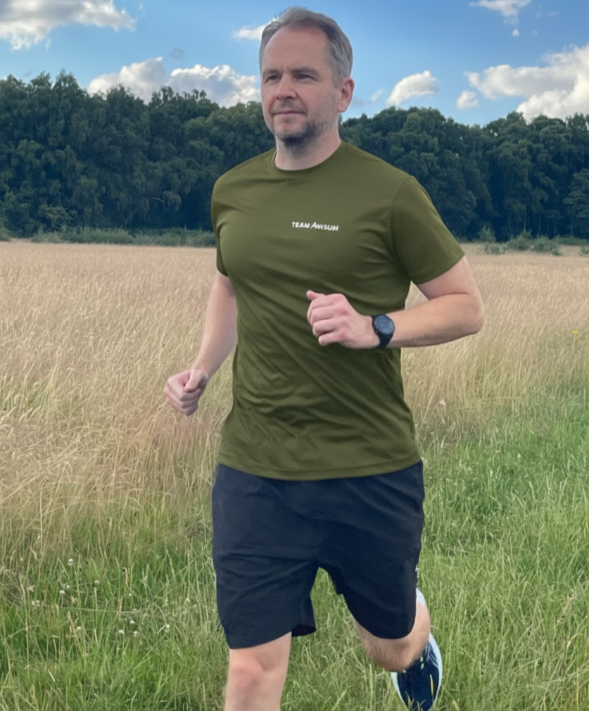 Team Awsum Army Green Mens Performance T-Shirt