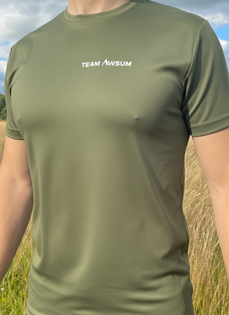 Team Awsum Army Green Mens Performance T-Shirt